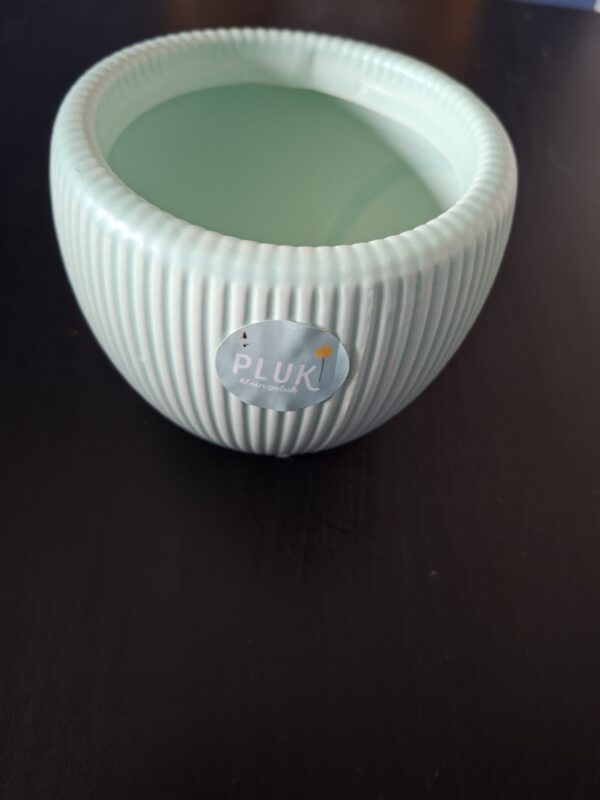 Keramieke Bloempot Geribbeld Mintgroen