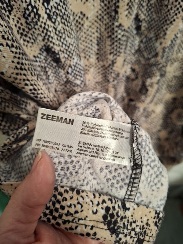 Zeeman jurk slangenprint beige/zwart maat 48