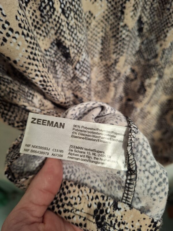 Zeeman jurk slangenprint beige/zwart maat 48