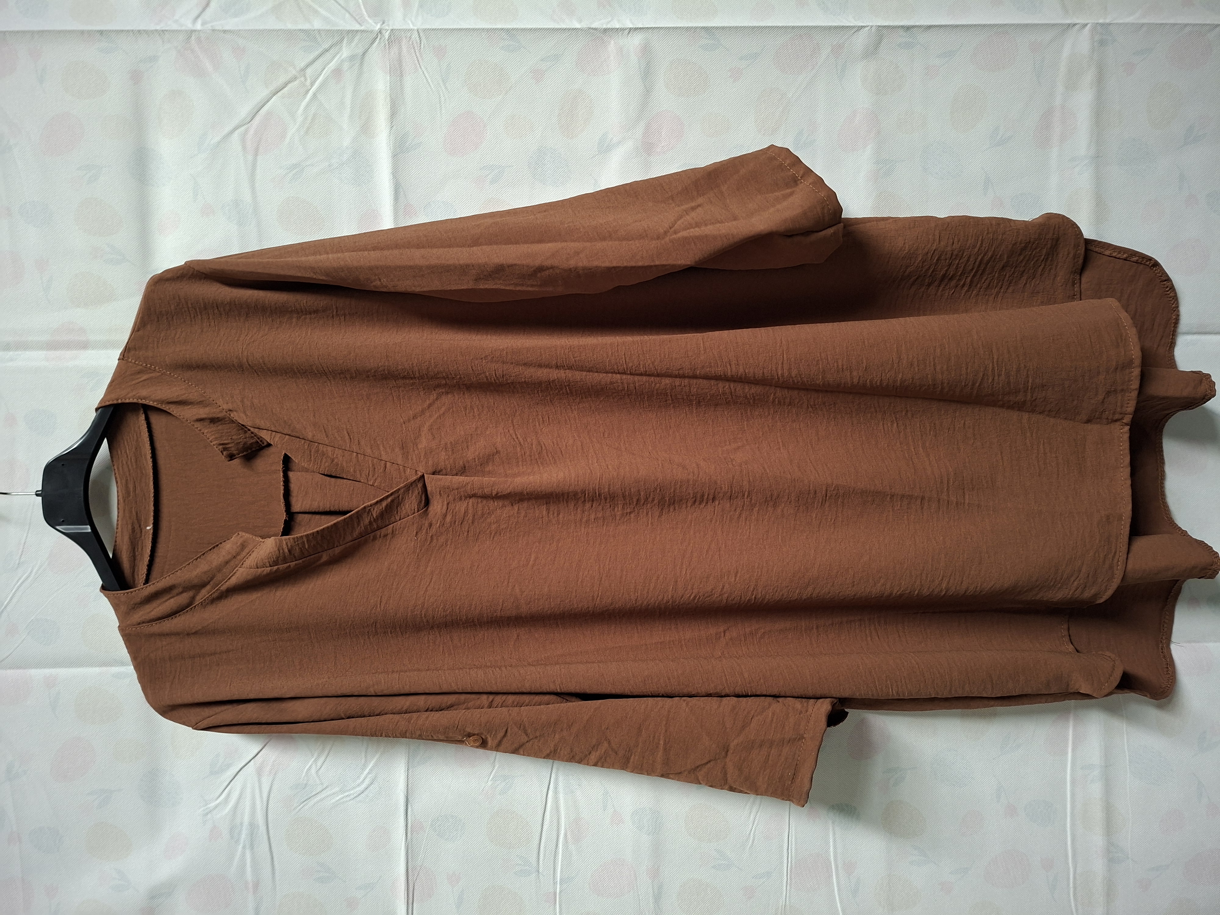 Italiaanse tuniek jurk bruin V-hals maat 46