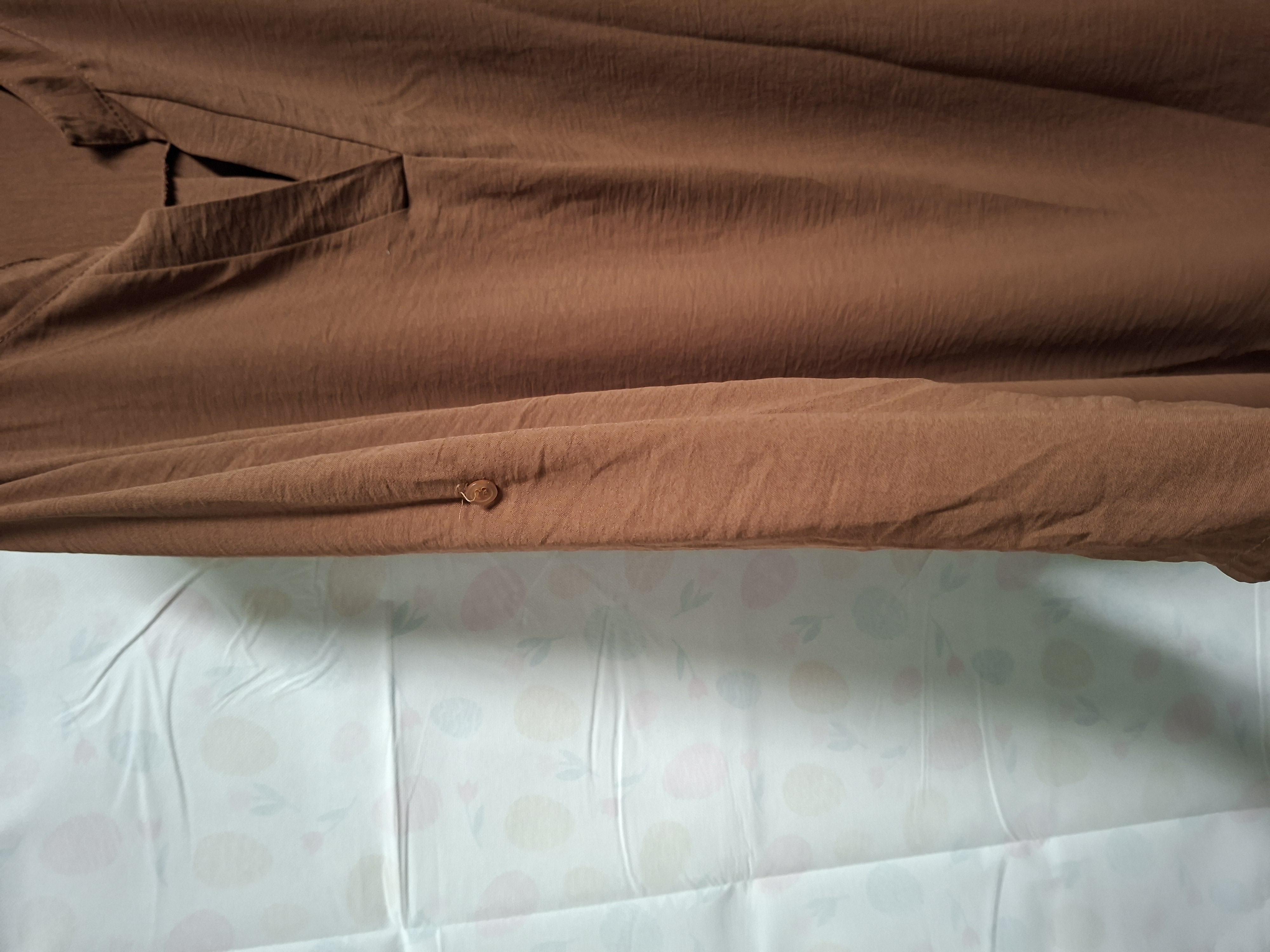 Italiaanse tuniek jurk bruin V-hals maat 46