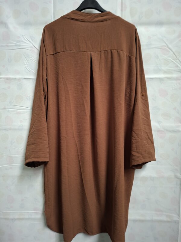 Italiaanse tuniek jurk bruin V-hals maat 46