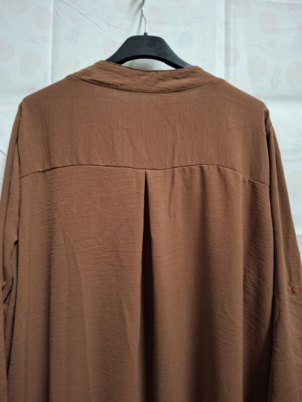Italiaanse tuniek jurk bruin V-hals maat 46