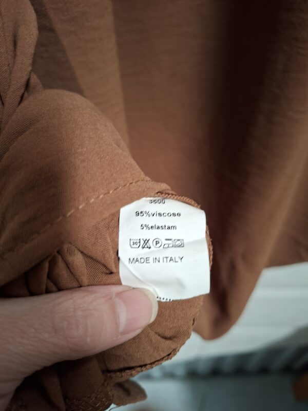 Italiaanse tuniek jurk bruin V-hals maat 46