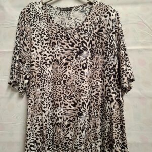 Fashion Stylee tuniek luipaardprint wit/zwart maat 3XL