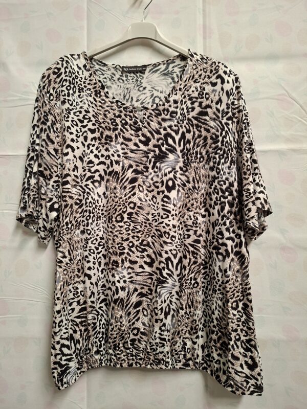 Fashion Stylee tuniek luipaardprint wit/zwart maat 3XL