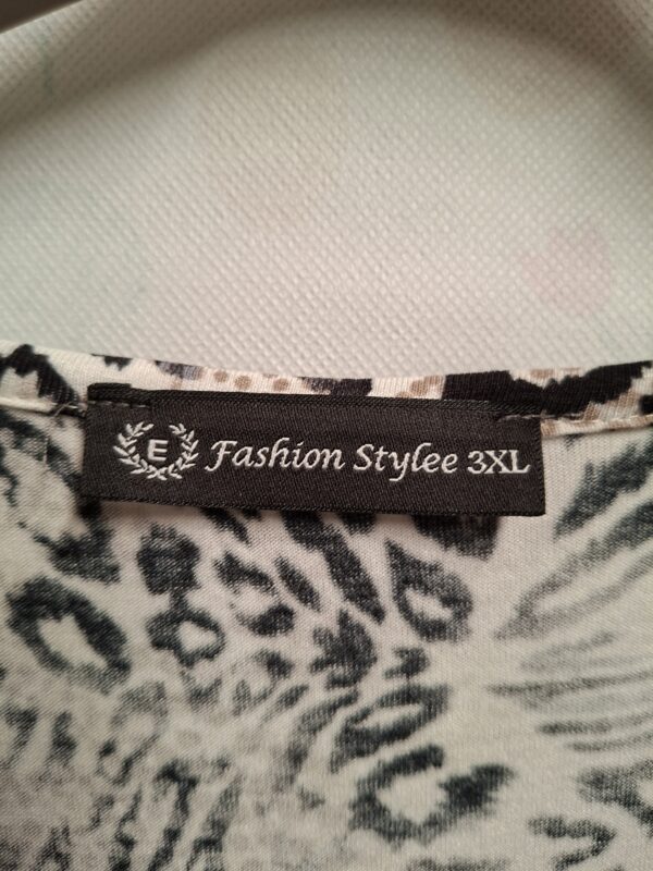 Fashion Stylee tuniek luipaardprint wit/zwart maat 3XL