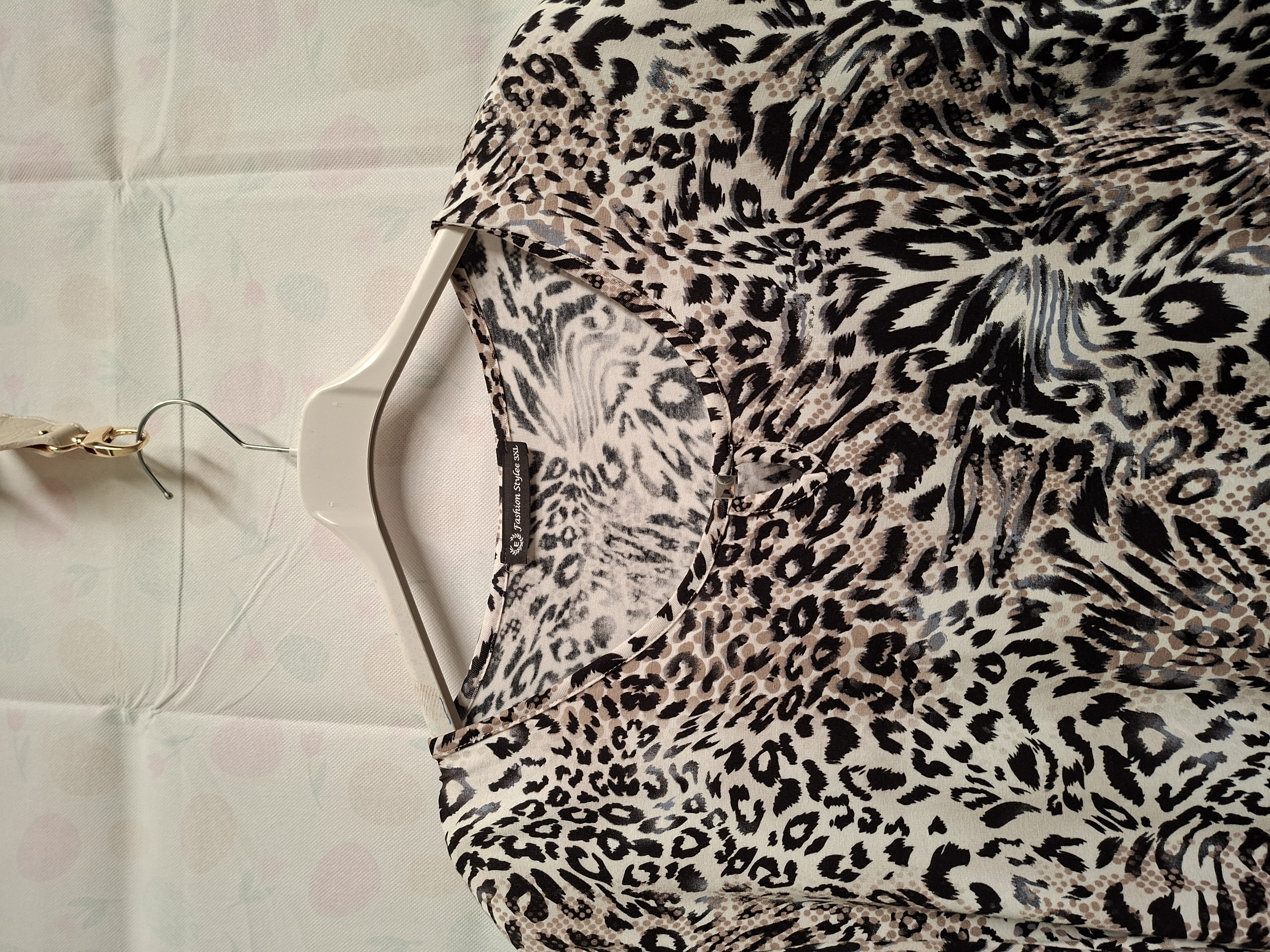 Fashion Stylee tuniek luipaardprint wit/zwart maat 3XL