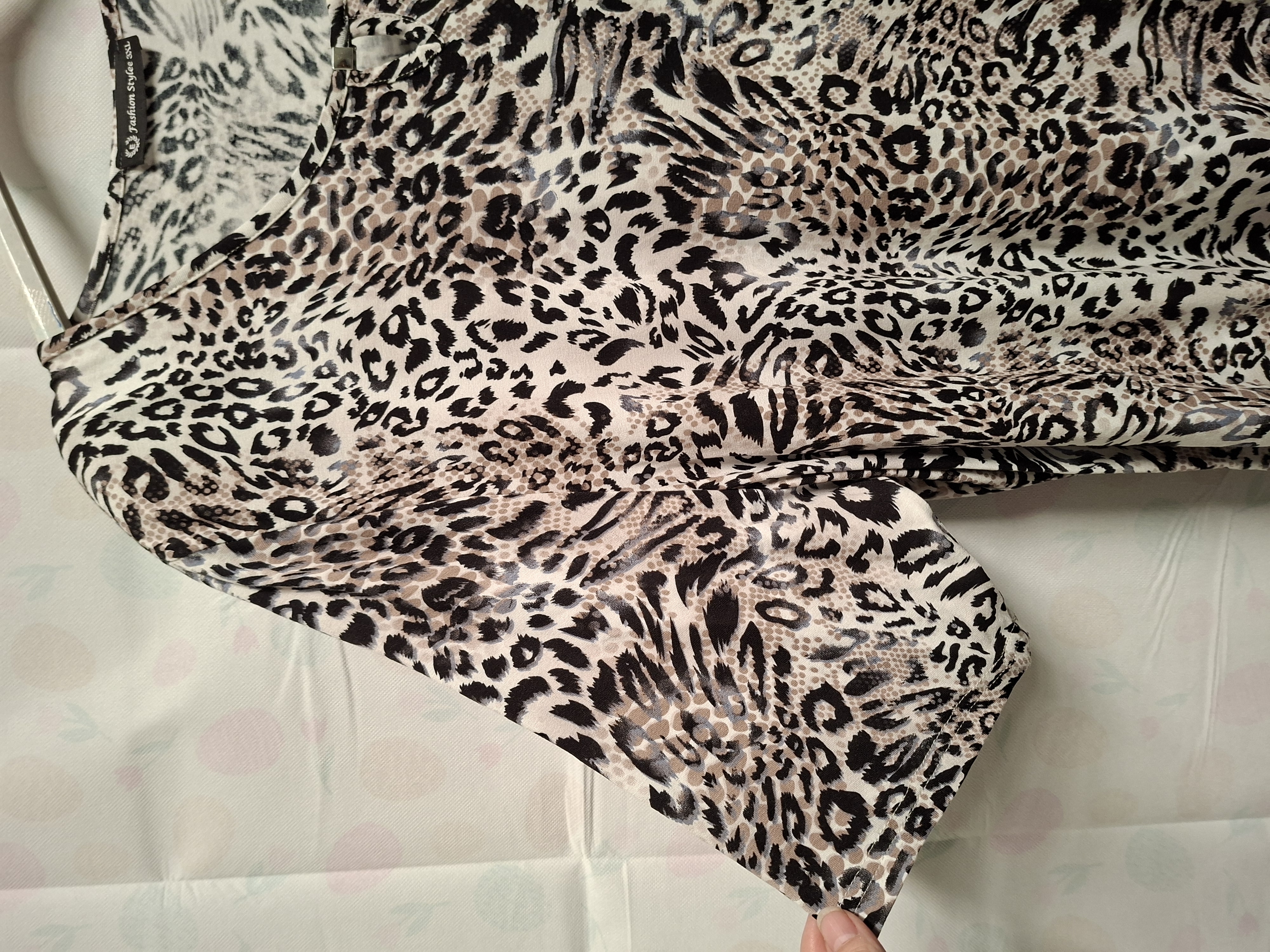 Fashion Stylee tuniek luipaardprint wit/zwart maat 3XL