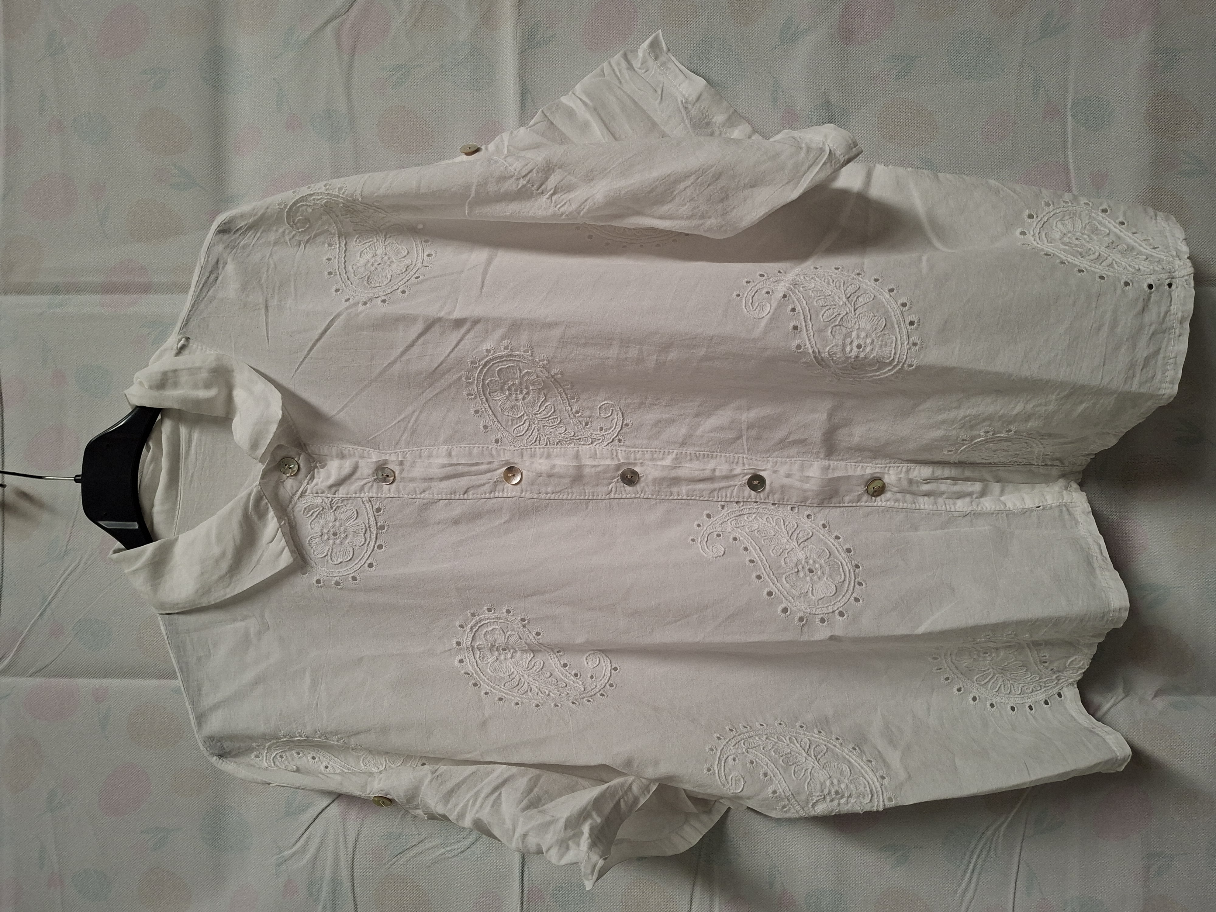 Italiaanse witte blouse broderie anglaise paisley maat one size
