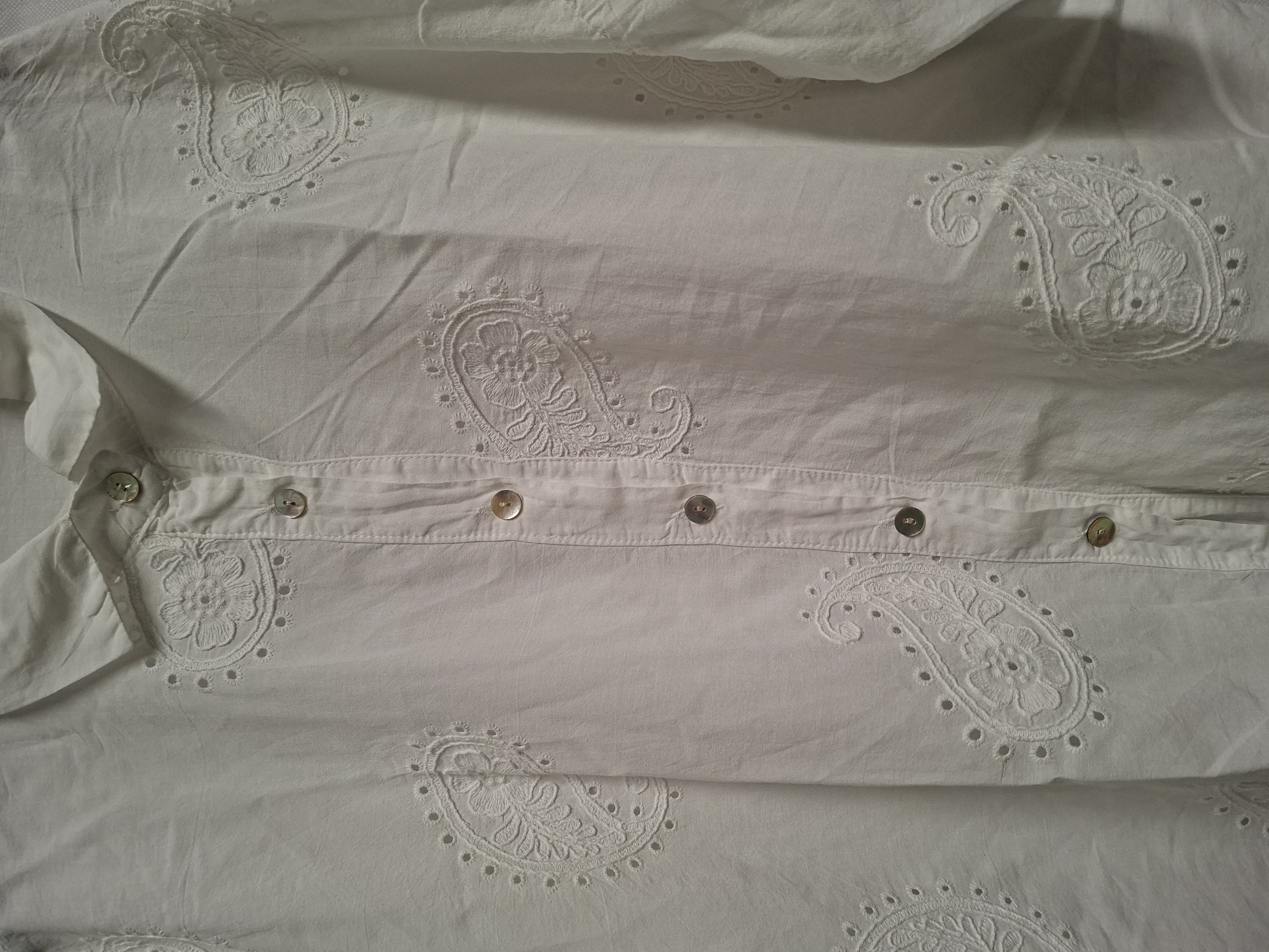 Italiaanse witte blouse broderie anglaise paisley maat one size