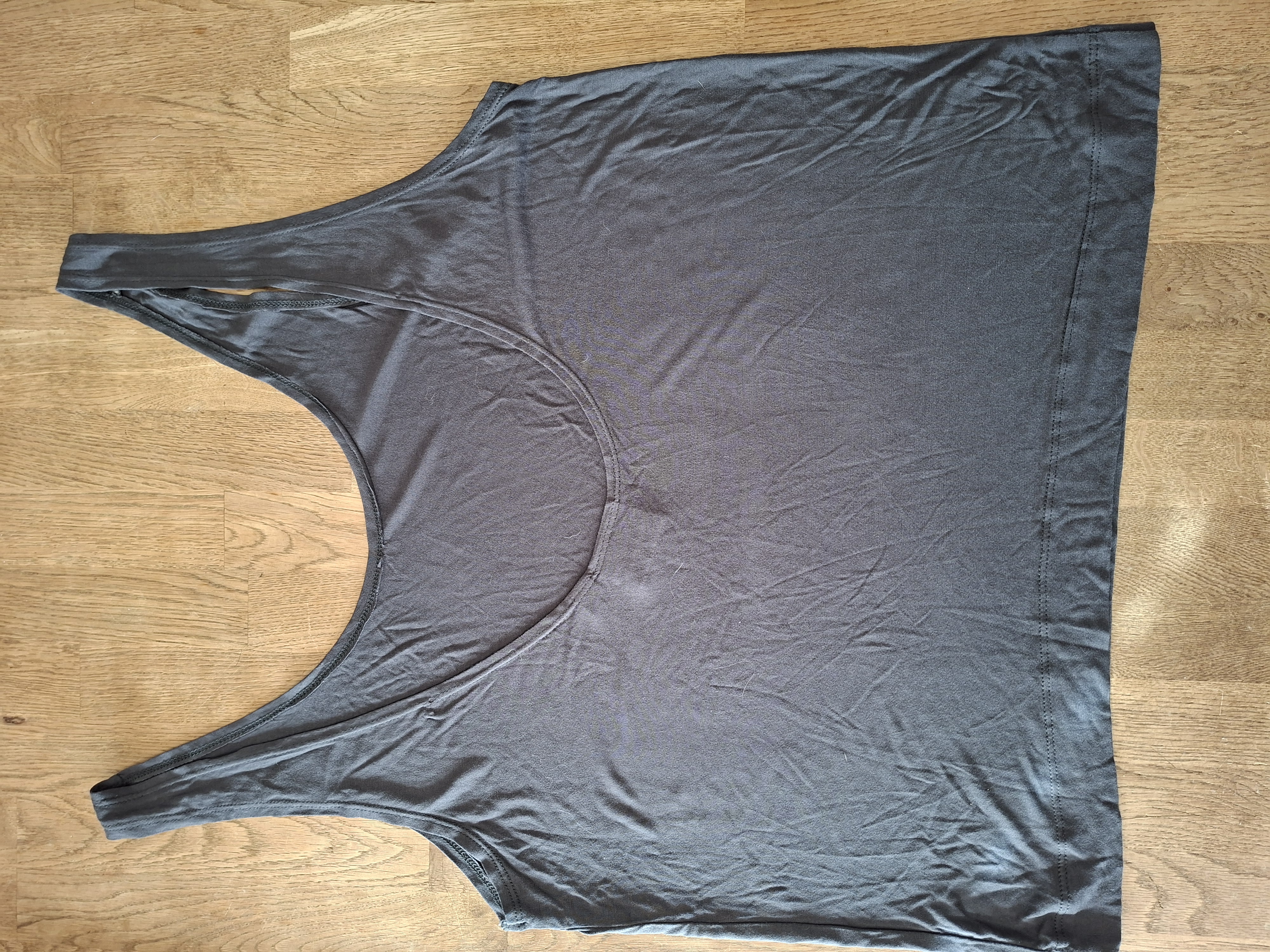 Dr Denim brede grijze top diepe rug maat M