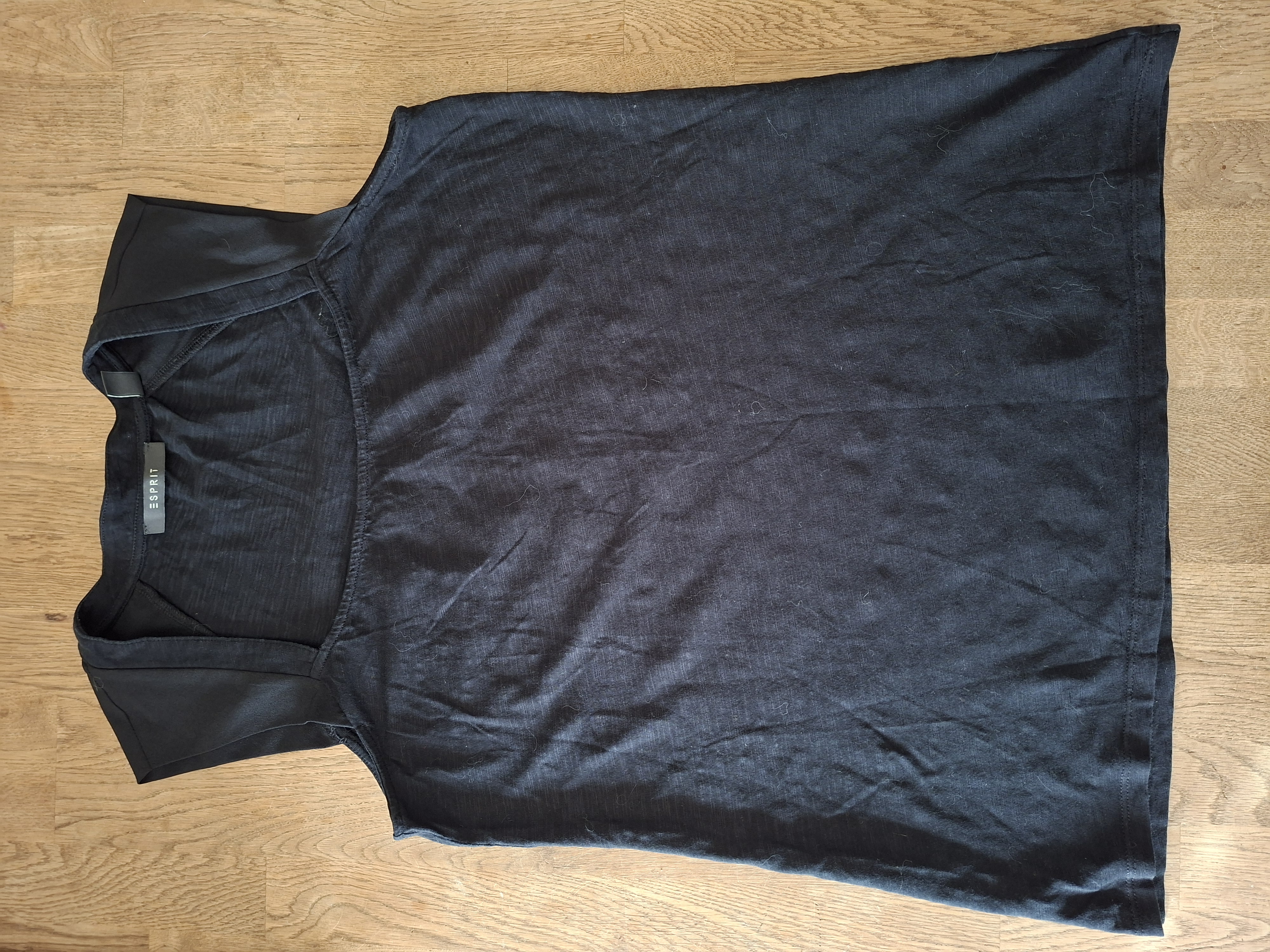 Esprit zwart topje vierkante hals bolero detail maat S