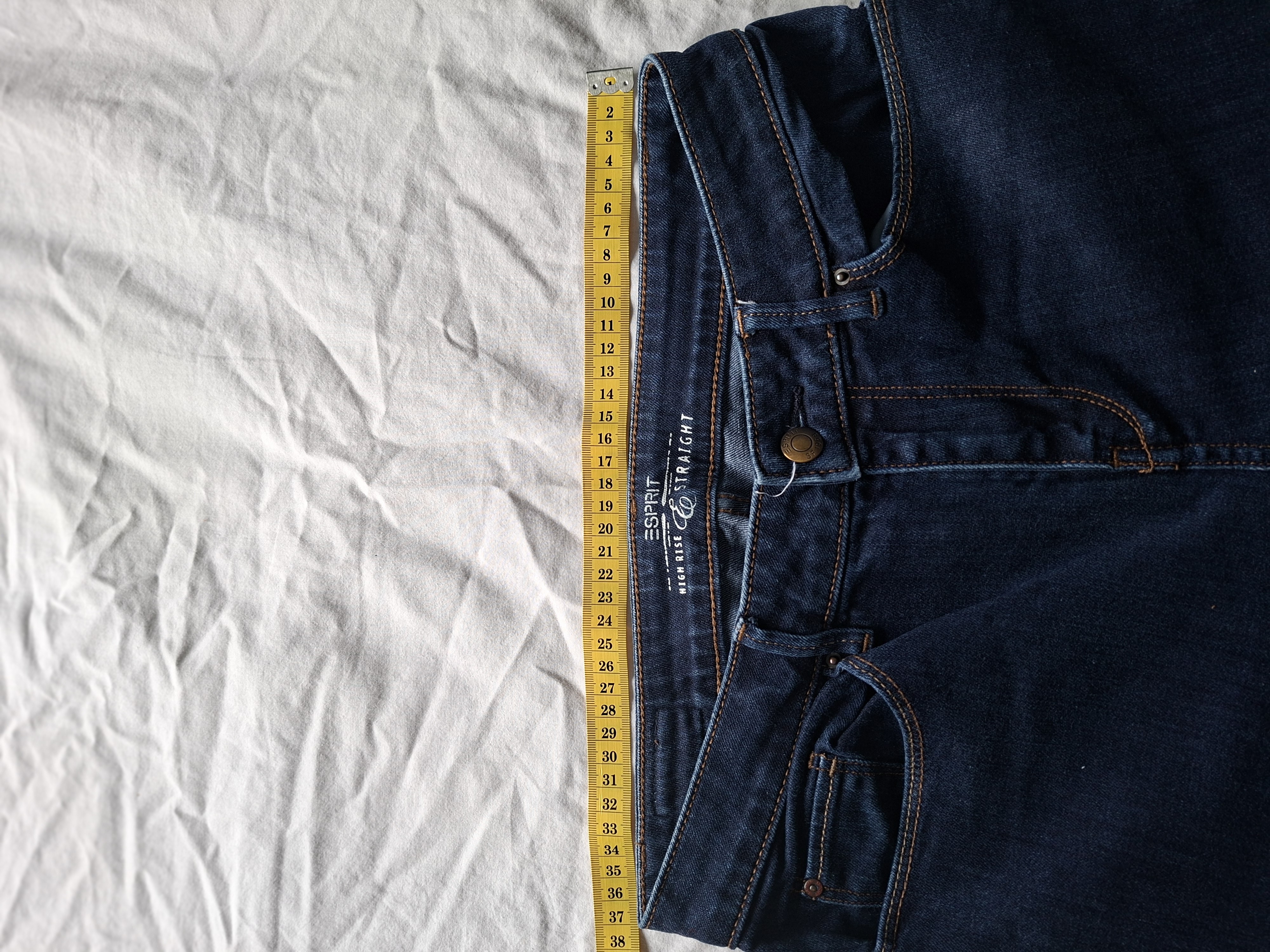 Esprit High Rise Straight donkerblauwe spijkerbroek