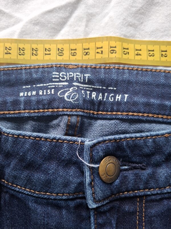 Esprit High Rise Straight donkerblauwe spijkerbroek