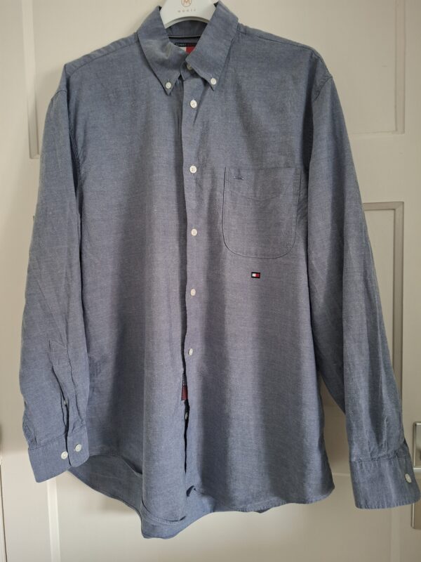 Tommy Hilfiger x Shawn Mendes overhemd blauwgrijs chambray