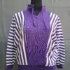 Vintage trui paars/wit gestreept met vleermuismouwen en half-zip