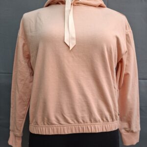 Sylvie Meis cropped hoodie perzikroze met satijnen lint