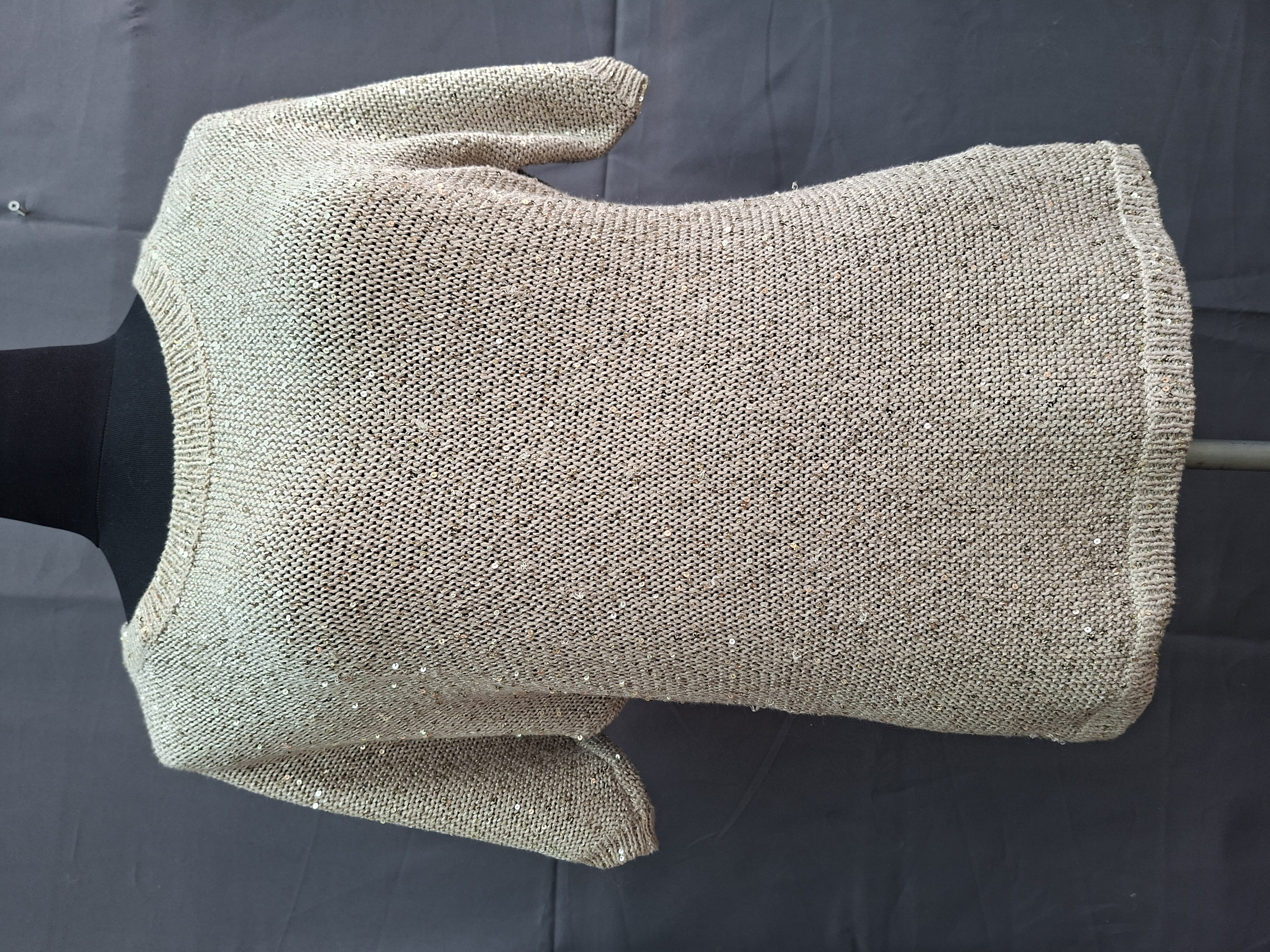 Tommy Hilfiger gebreide trui beige met zilveren lovertjes