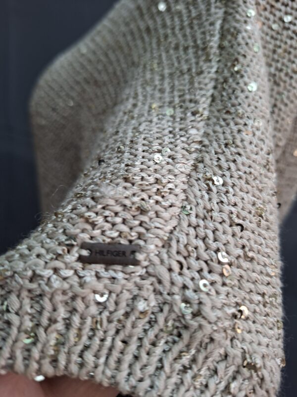 Tommy Hilfiger gebreide trui beige met zilveren lovertjes