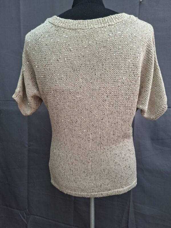 Tommy Hilfiger gebreide trui beige met zilveren lovertjes