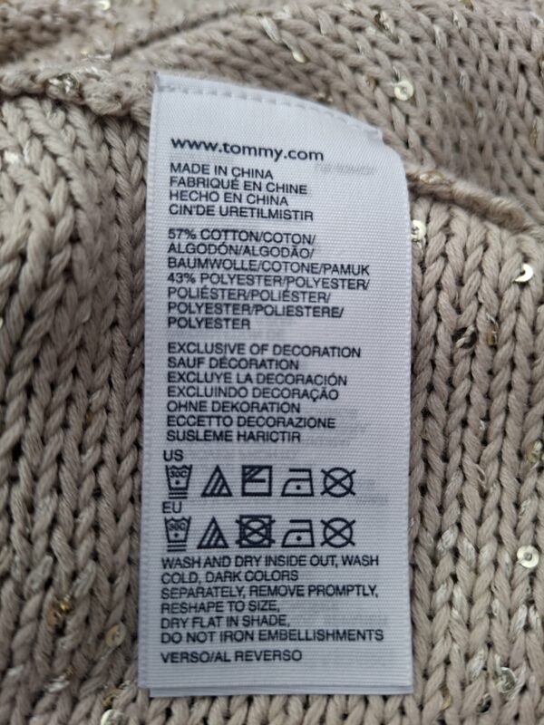 Tommy Hilfiger gebreide trui beige met zilveren lovertjes