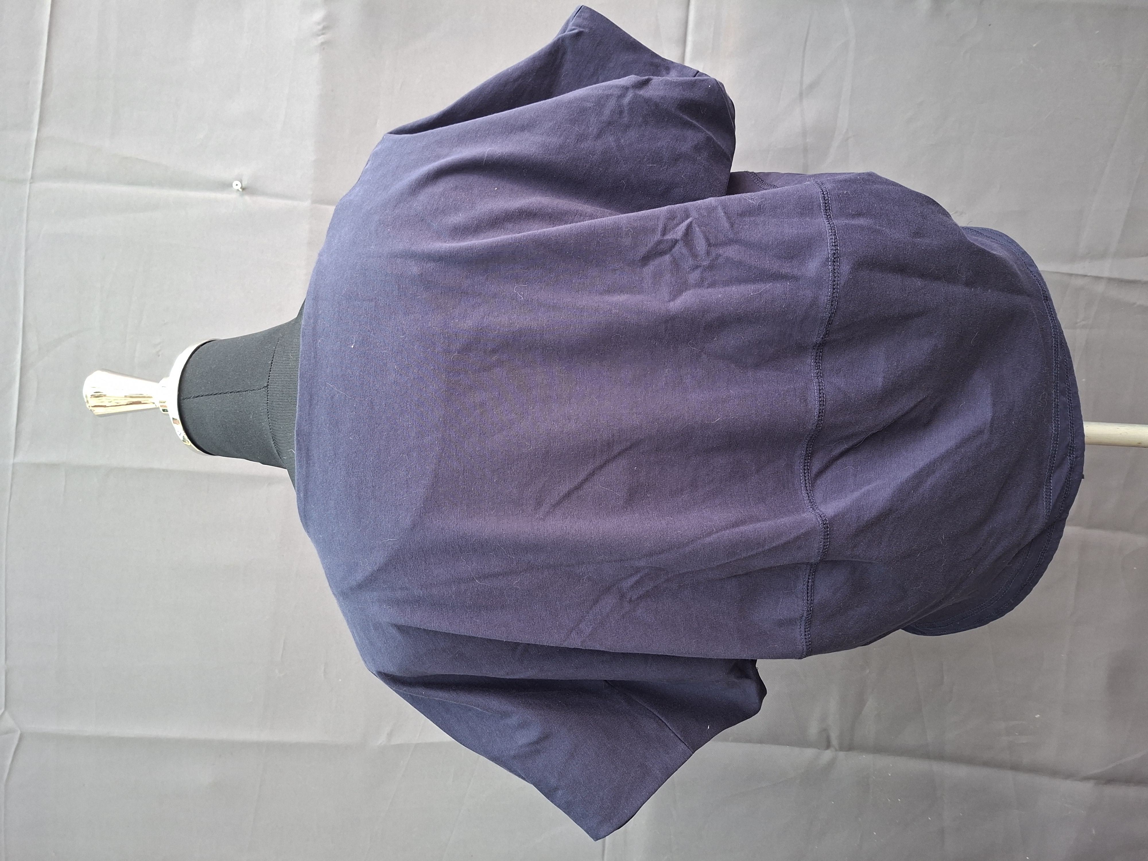 Donkerblauw oversized shirt met sierstiksel zoom