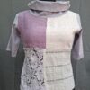 Uniek shirt lila/mauve met patchwork en kant
