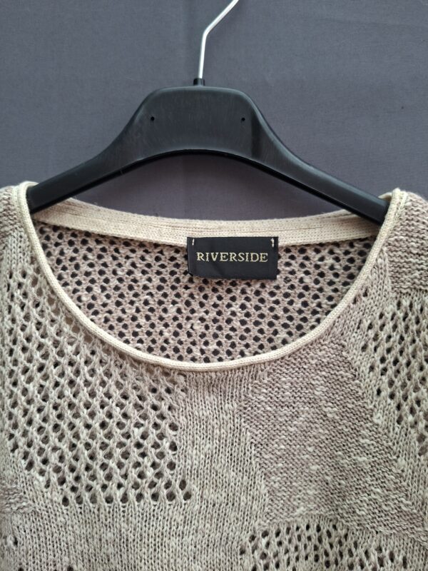 Riverside opengewerkte trui beige met ajourpatroon