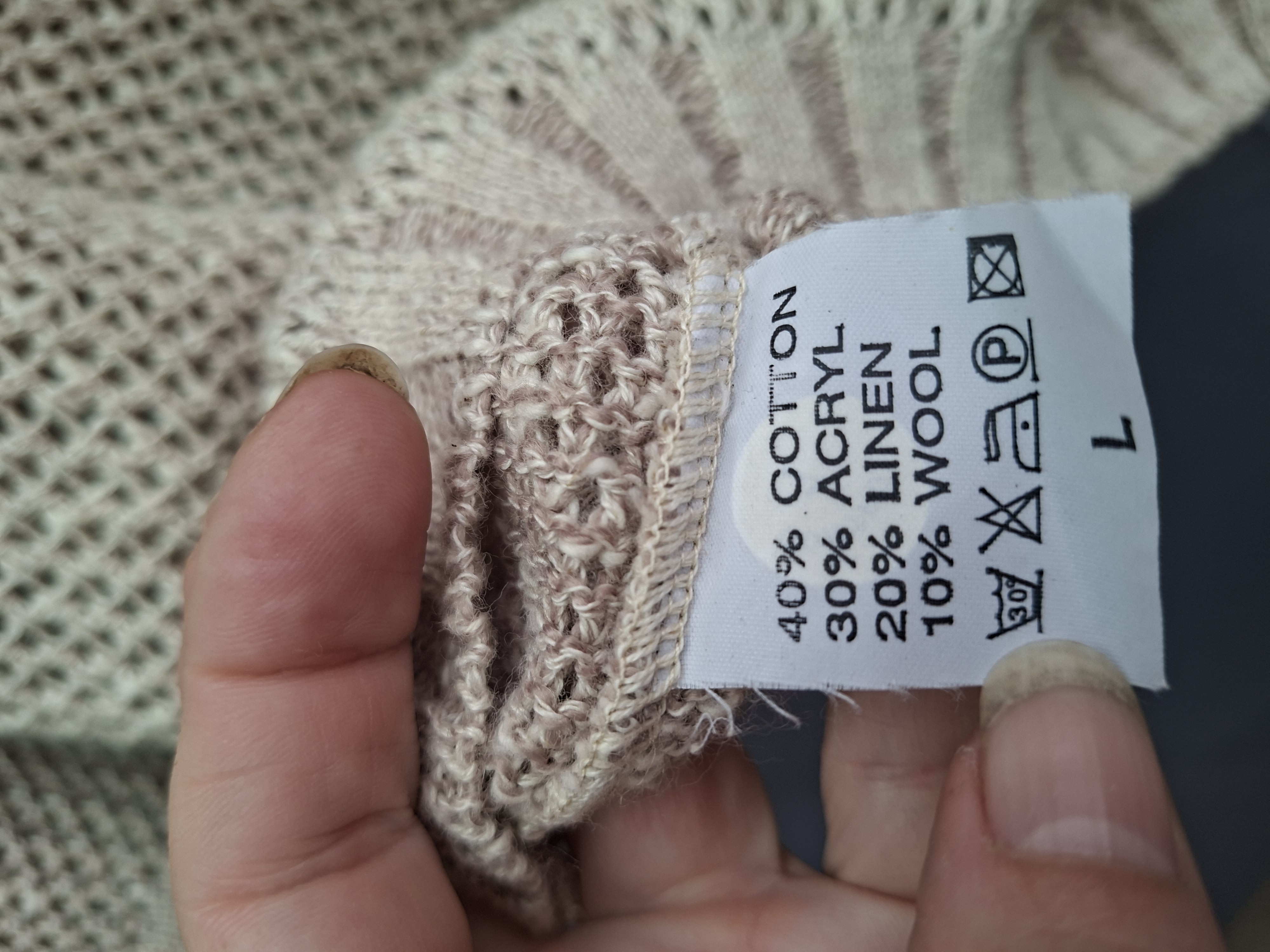 Riverside opengewerkte trui beige met ajourpatroon