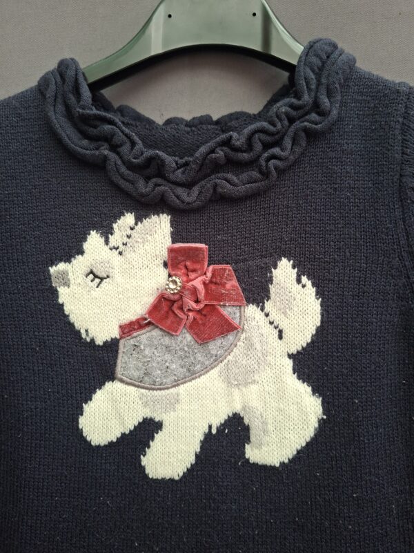 20260409_184110 Mayoral gebreide jurk met hondenmotief