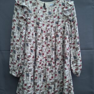 20260409_184509 Mayoral meisjesjurk met hondenmotief en ruche schouders