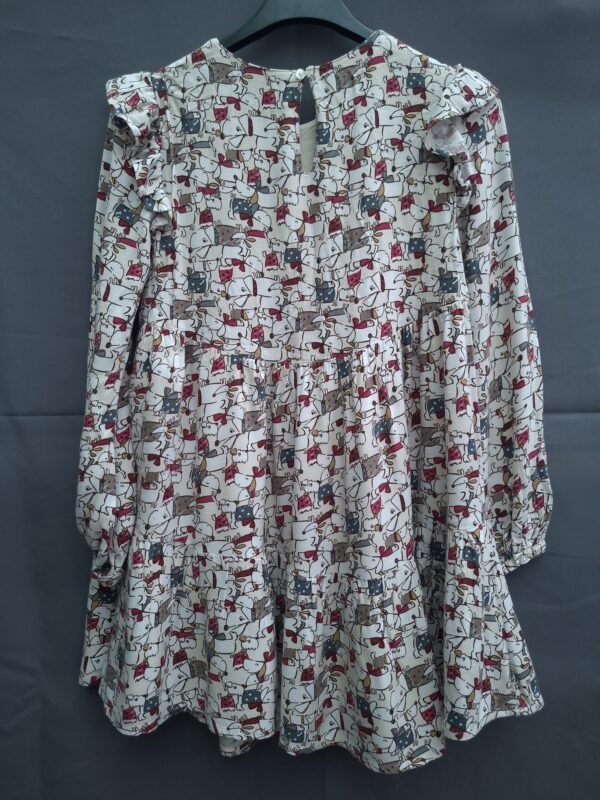 Mayoral meisjesjurk met hondenmotief en ruche schouders