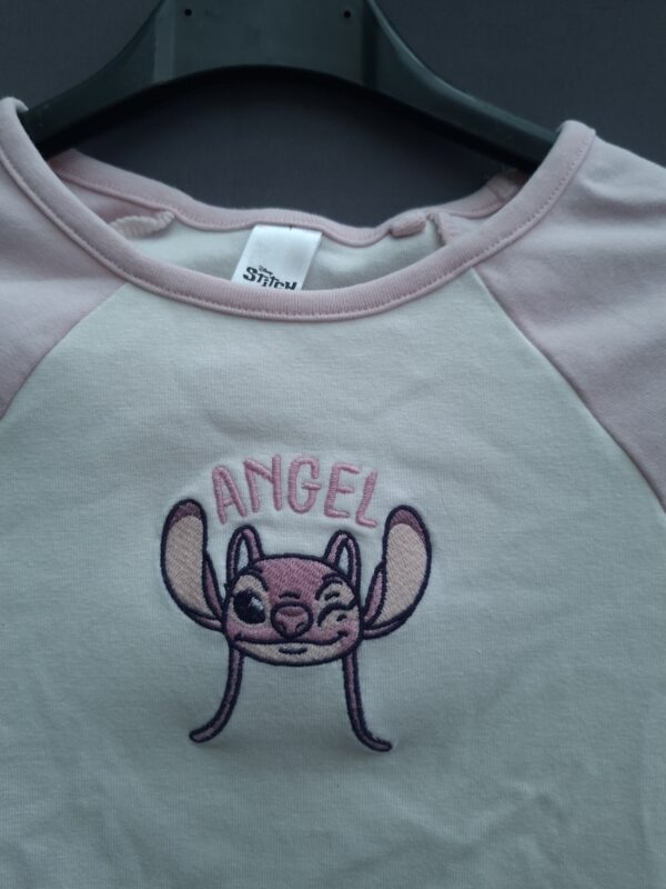 Disney Stitch "Angel" T-shirt C&A wit/roze met borduurwerk