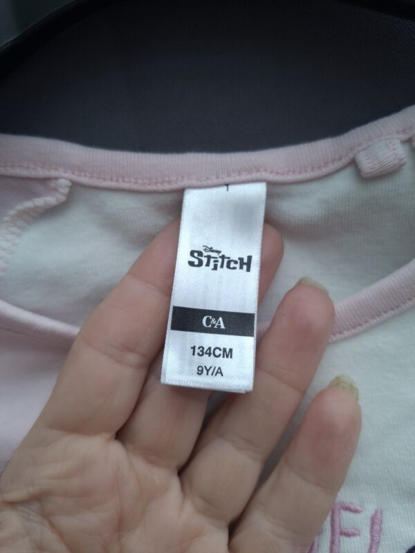 Disney Stitch "Angel" T-shirt C&A wit/roze met borduurwerk