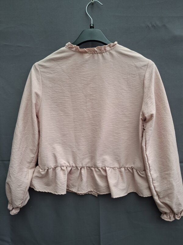 Zara blouse roze met smokwerk en ruche zoom