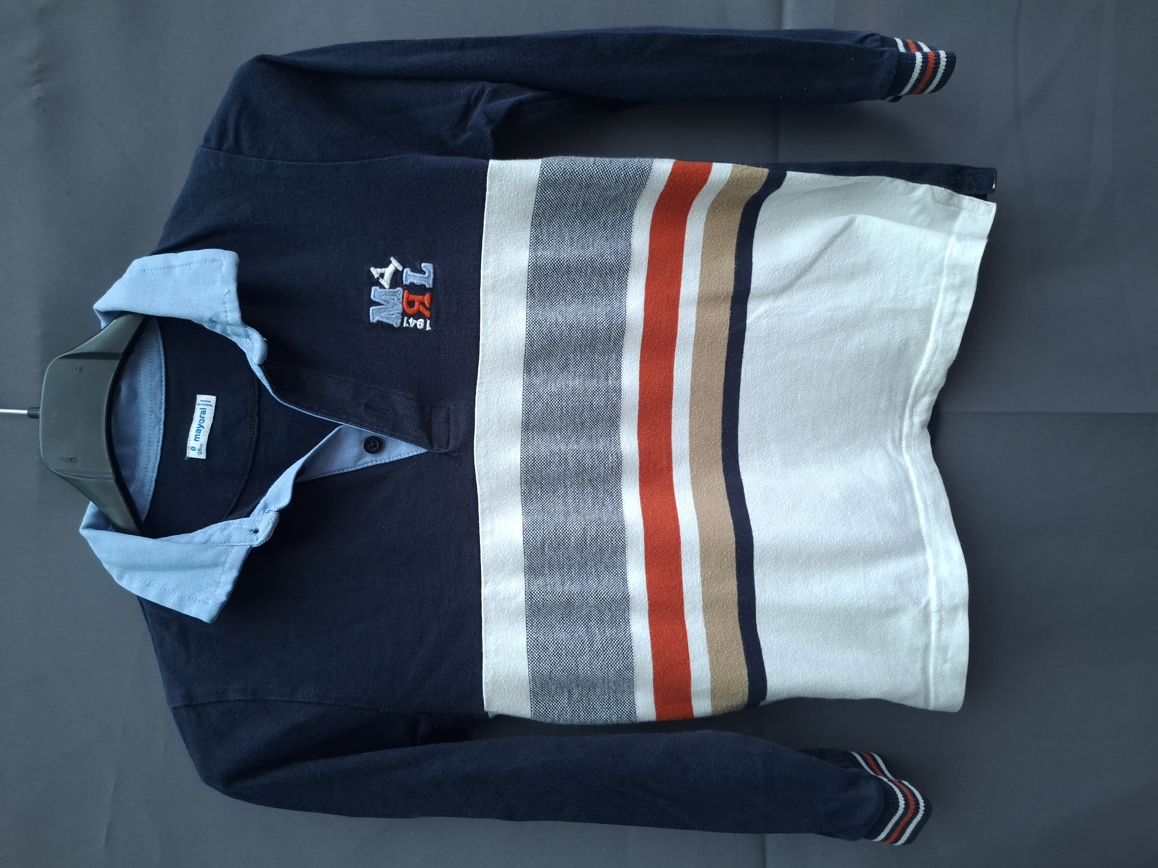 Mayoral rugbyshirt donkerblauw gestreept