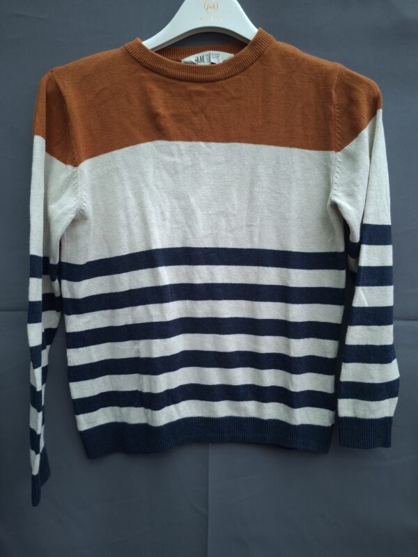 20260409_185940 H&M trui roestbruin/ecru gestreept