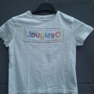 Desigual T-shirt wit met regenboogprint