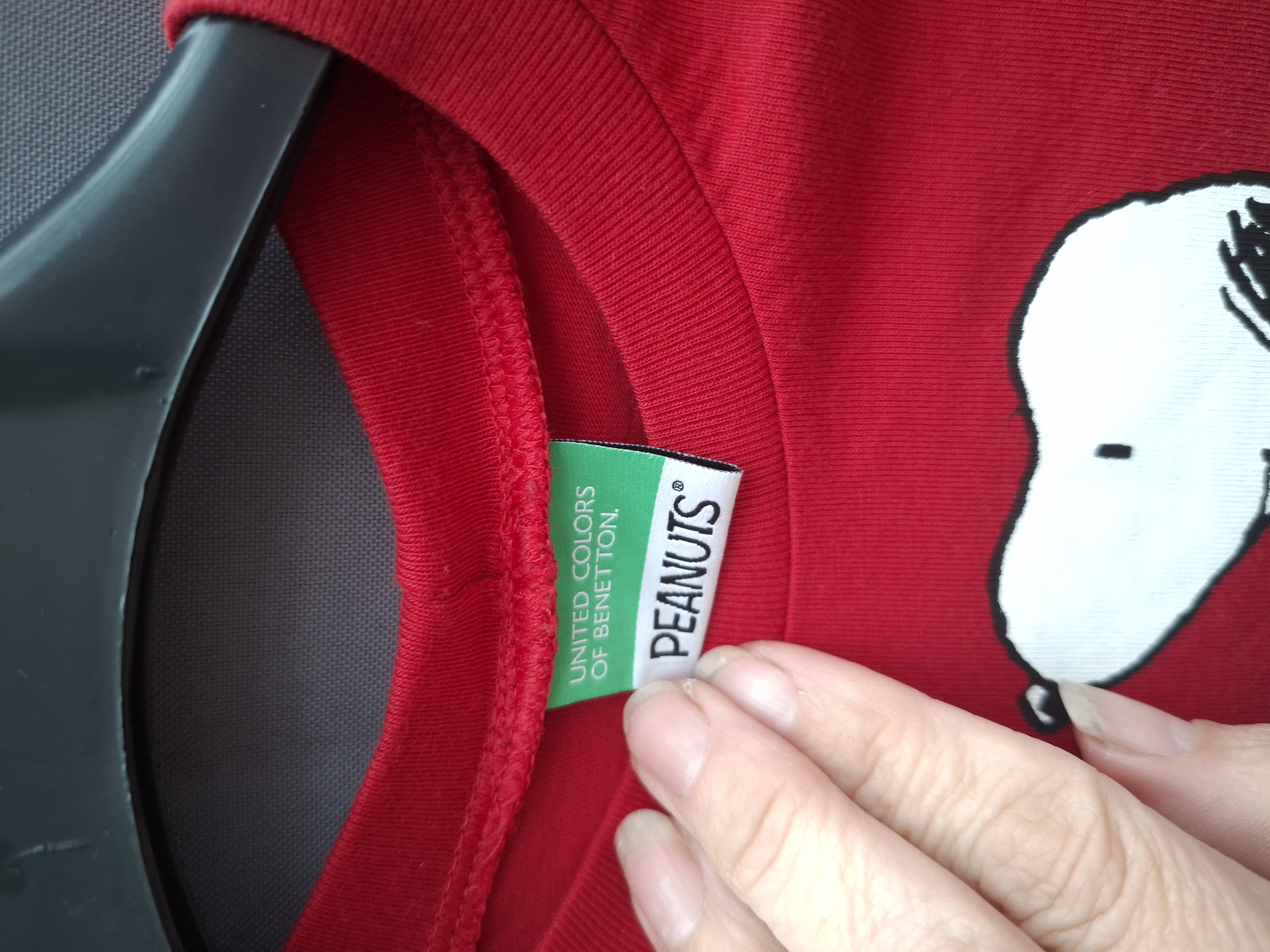 United Colors of Benetton x Peanuts longsleeve rood — Snoopy print