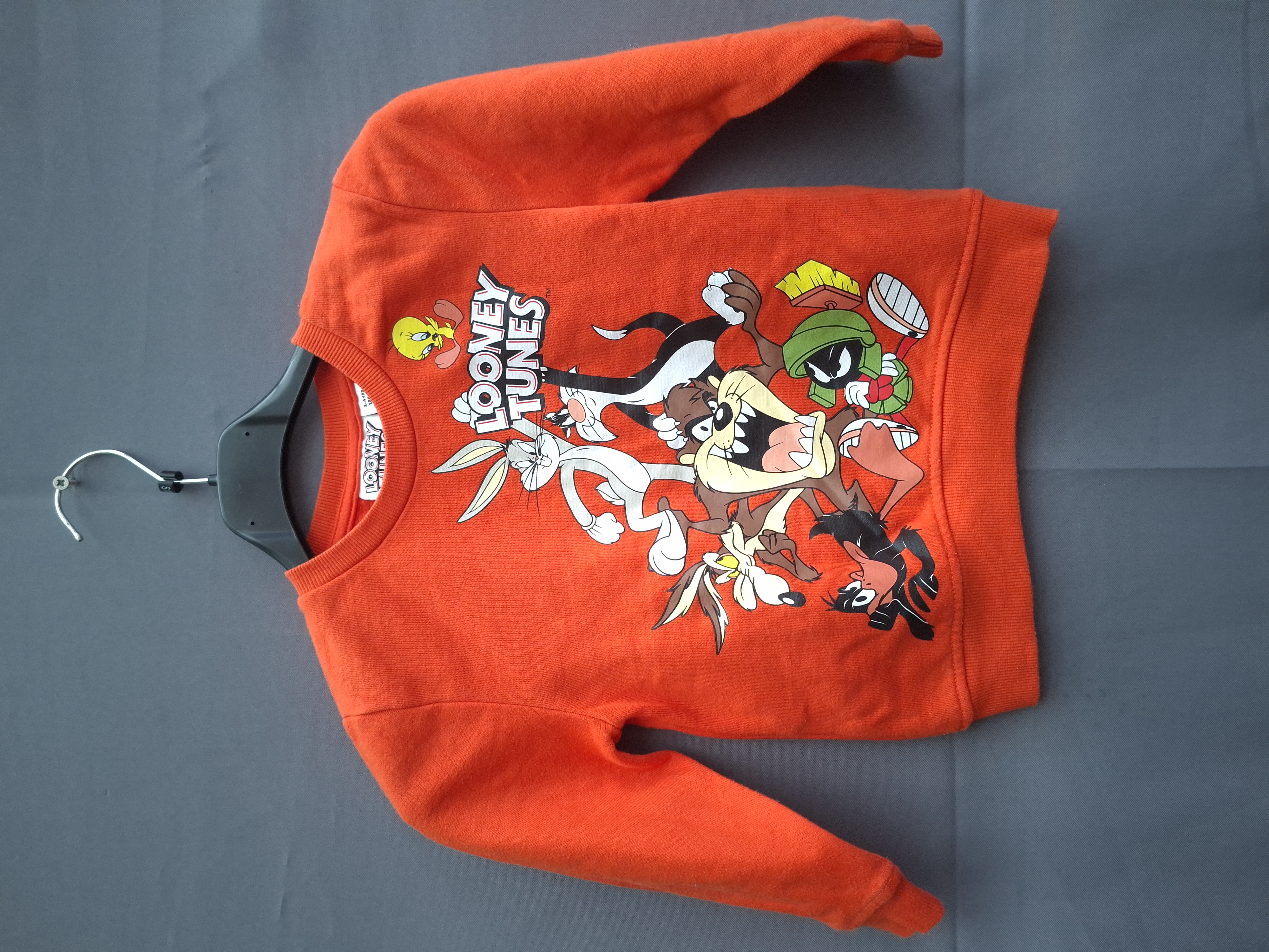 Looney Tunes sweater oranje met karaktersprint