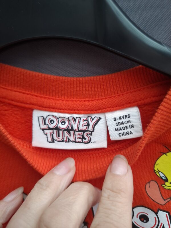 Looney Tunes sweater oranje met karaktersprint