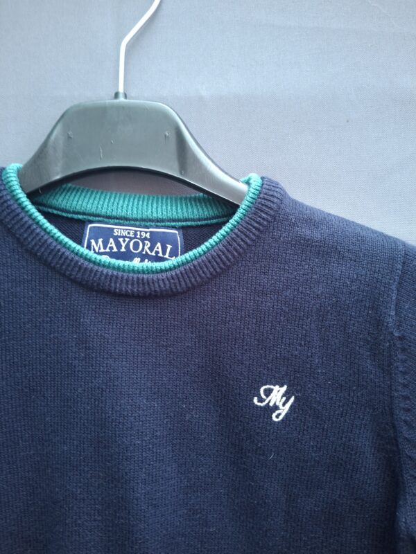 20260409_190359 Mayoral gebreide trui donkerblauw met groene details