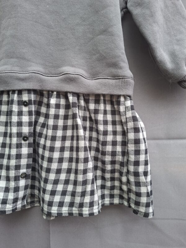 Zara sweatjurk grijs met geblokt rok