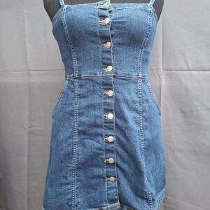 H&M Divided denim minijurk blauw met knoopsluiting