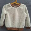 Milla Star teddy sweater ecru met roestbruin glinsterend boord