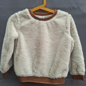 Milla Star teddy sweater ecru met roestbruin glinsterend boord