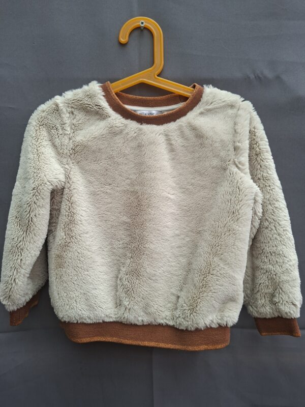 Milla Star teddy sweater ecru met roestbruin glinsterend boord