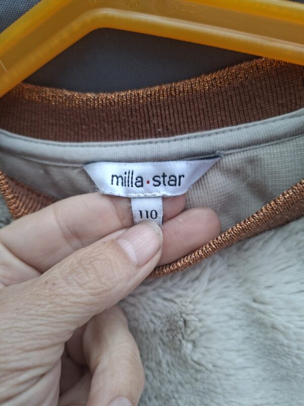 Milla Star teddy sweater ecru met roestbruin glinsterend boord