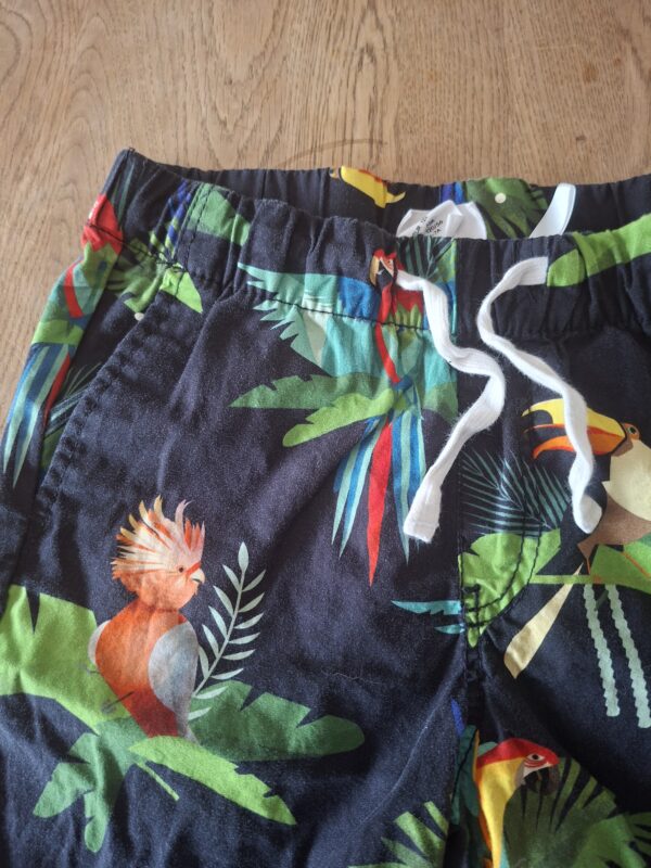 H&M x Dieter Braun short donkerblauw tropische vogels maat 122 nette staat